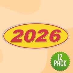 Oval Model Year Stickers, 12-Pack 2026 Red/Yellow