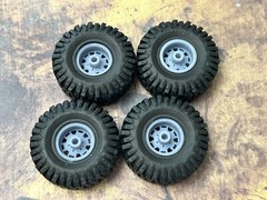 1/24 Scale: 15-Inch “KMC Summit” Wheels W/ Huge 35-inch Mud Tires. Resin