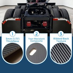 24″ x 24″ Angled Mud Flaps for Semi Trucks 1/5″ Thick Mudflaps Semi Truck for Ba