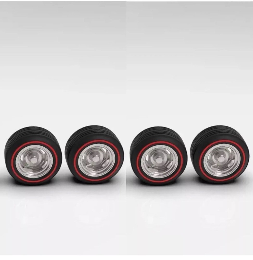 1:12 Set Of 4 Deep Chevy Rally wheels On Redline tires.