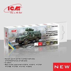 Acrylic paints Combat Vehicles Armed Forces Ukraine Grey Red Green White ICM3040