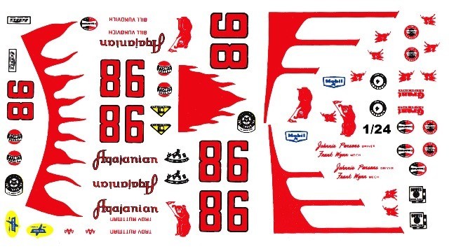 #98 Bill Vukovich Agajanian Special 1/18th Scale Waterslide Decals