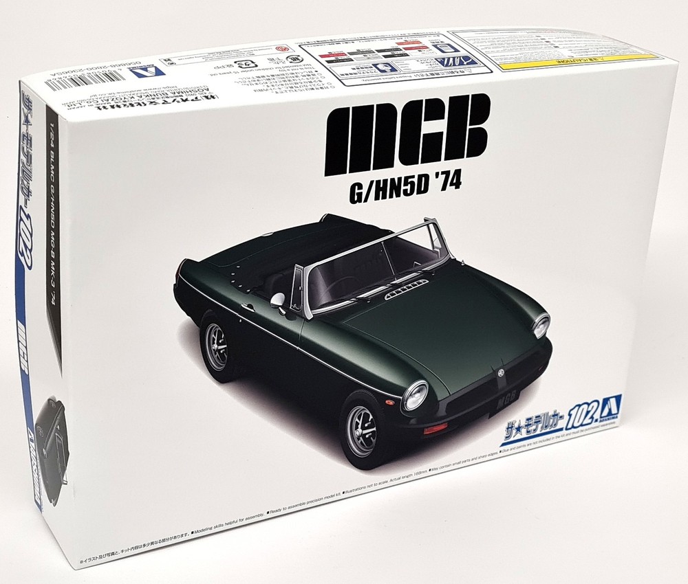 Aoshima 1/24 MG MGB MK3 Roadster 1974 G/HN5D Build Yourself Model Car Kit
