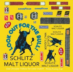 Schlitz Malt Liquor Pinto Funny Car 1/24th – 1/25th Scale Decals