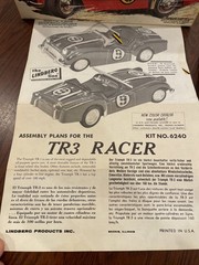 The Lindberg Line~TR3 Racer~Kit No 6240:75~Blue-Rubber Band Powered