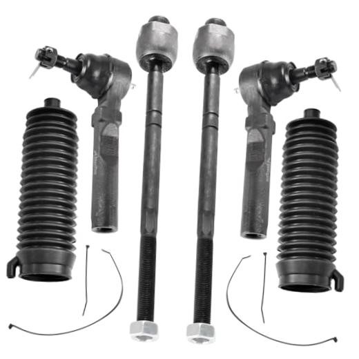 2WD 6pcs Steering Kit Front Inner and Outer Tie Rods with Boots Compatible