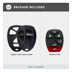 GM 6-Button Keyless Remote Replacement Case – Durable Black Shell, No Electronic