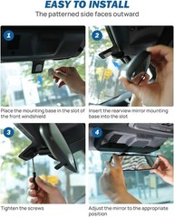 JOYTUTUS Rear View Mirror, Interior rearview mirror Kit, Anti-glare, Universal