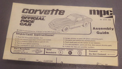 CORVETTE 1978 INDIANAPOLIS 500 PACE CAR MODEL KIT INSTRUCTIONS