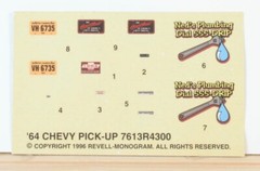Model kit Decal Sheet 64 Chevy Pick Up unused P7