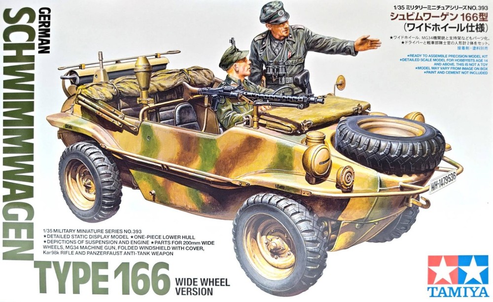 Tamiya 1/35 35393 WWII German Schwimmwagen Type 166 Wide Wheel Vesion w/2 Figs