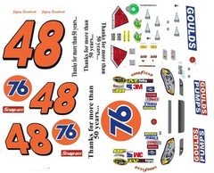 #48 Jeffery Earnhardt Union 76 Chevy 1/24th – 1/25th Scale Waterslide Decals