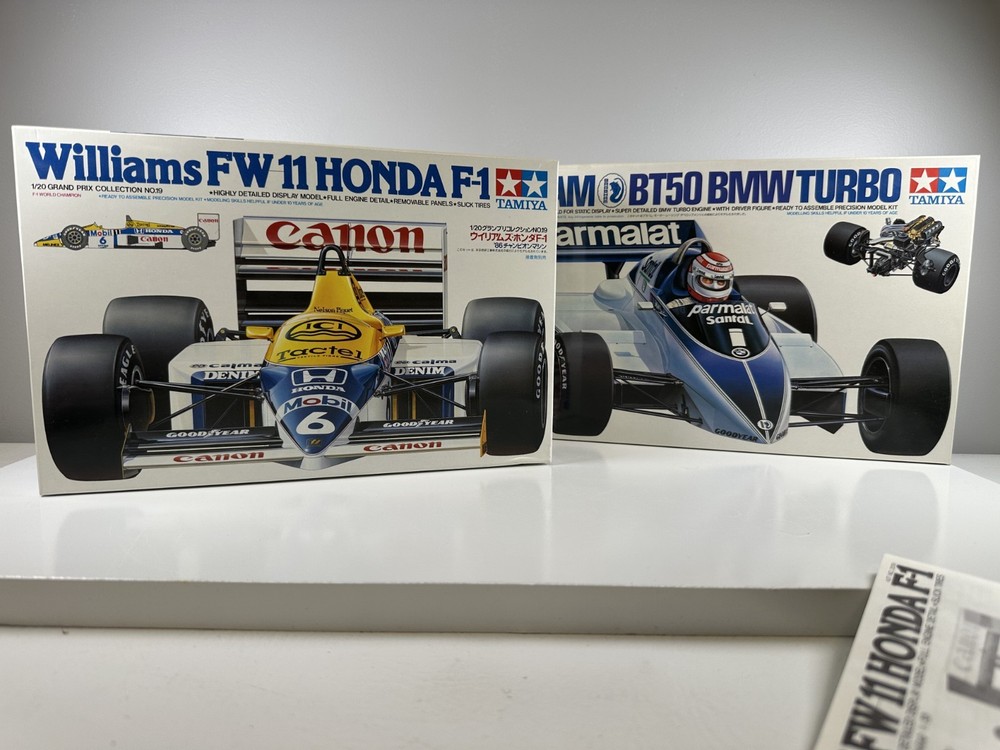 Tamiya Williams FW11 Honda F-1 and Brabham BT50 BMW Turbo 1:20 Scale BUNDLE