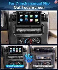 Car Stereo 7 inch Single Din Touch Screen Bluetooth Radio with Flip Out Carplay