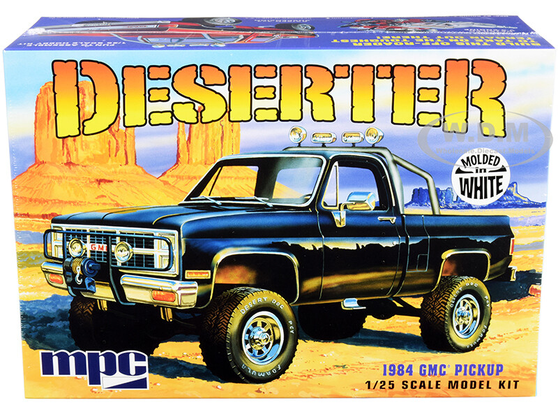 SKILL 2 MODEL KIT 1984 GMC PICKUP TRUCK DESERTER MOLDED IN WHITE 1/25 MPC MPC847