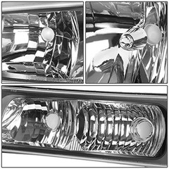 Pair Headlight Assembly Compatible with 2003 Black Housing Clear Reflector