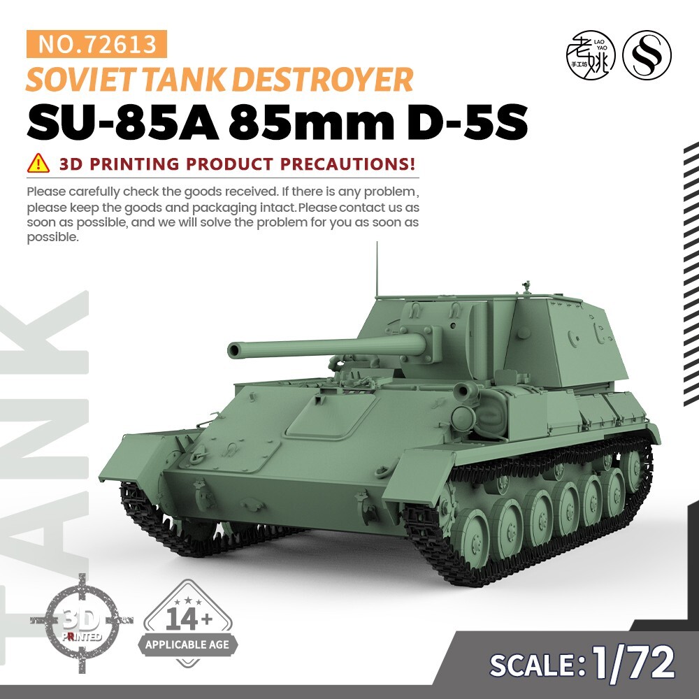 SSMODEL 1/72 25mm Military Model Kit Soviet SU-85A 85mm D-5S Tank Destroyer
