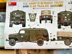 Miniart #35418 1/35 US ARMY K-51 Radio Truck w/K-52 Trailer – Open/Sealed Inside