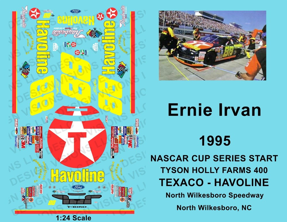 1995 – 1:24 Scale Waterslide Decals – #88 ERNIE IRVAN – TEXACO