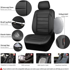 Faux Leather Car Seat Covers Front Seats Only, 3D Foam Support Car Seat Covers,