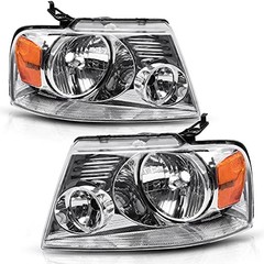 Headlight Assembly A Chrome Housing Amber Reflector Clear Lens OE Replacement