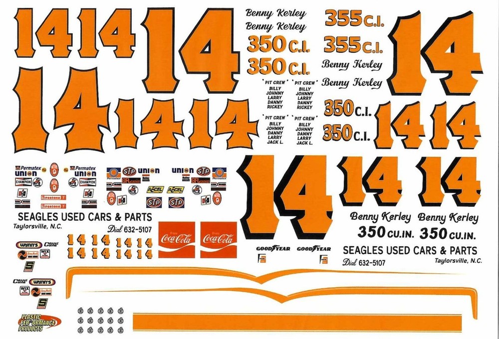 Plastic Performance Products #14 64 Chevelle Benny Kerley 1/25 decal