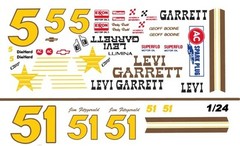 #5 -#15 – #51 Rudd Bodine Levi Garrett 1/25th – 1/24th Scale Waterslide Decals