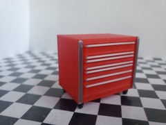 Red Tool Box Workbench Oil Pan Gas Air Compressor 1/24 1/25 Scale Garage Diorama