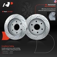 A-Premium 12.00 inch (304.70mm) Front Drilled and Slotted Disc Brake Rotors +
