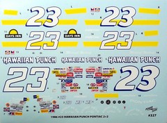 POWERSLIDE 327 #23 HAWIIAN PUNCH NASCAR 1986 PONTIAC MICHAEL WALTRIP 1/24 DECAL