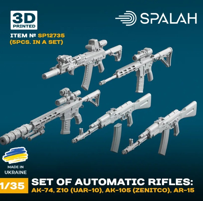 Automatic rifles AK-74 AK-74 without magazineZ10 UAR-10 AK-105 1/35 SPALAH 12735
