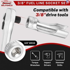 BILITOOLS Diesel Injector Fuel Line Socket Wrench Set, 3/8″ Drive 10-19mm, for