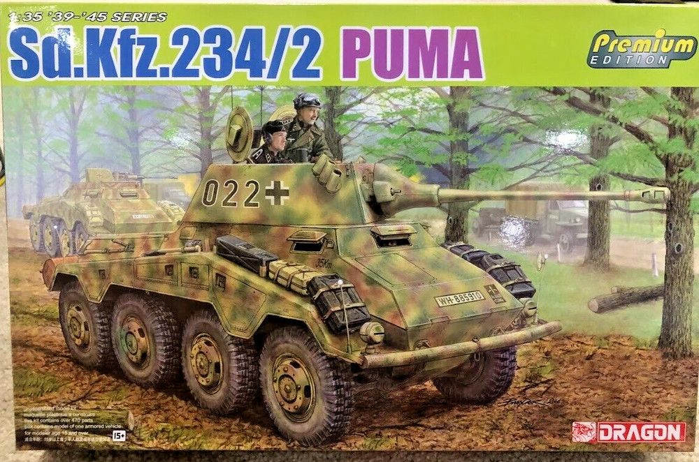 1/35 German Sd.Kfz.234/2 PUMA w/ 3D printed engine ~ Dragon Premium 6943