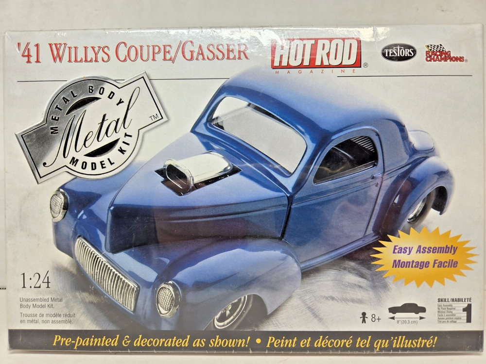 Testors ’41 Willys Coupe/Gasser 1:24 Metal Model Car Kit #7163 Painted NEW SEALE