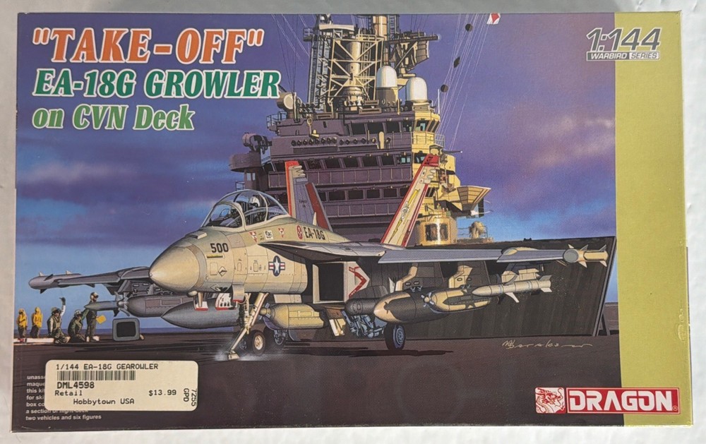 Dragon #4598 Take-Off EA-18G Growler on CVN Deck Factory Sealed Kit New