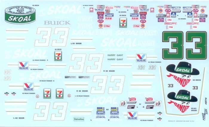 Powerslide 074 #33 Skoal 1982-83 Nascar decal