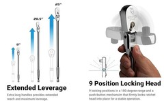 3/8 in. Drive Fine 90-Tooth Locking Flex-Head Ratchet, Extra Long Chrome Handle
