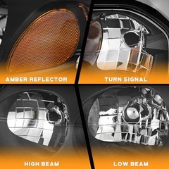 Headlights OE Replacement 1-Clear Lens I Chrome Housing I Amber Reflector