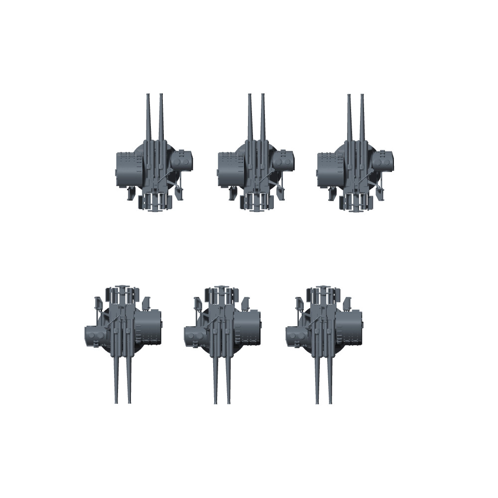 1/200/350/700 Naval Type 89 127mm Twin-barrel AA Gun 6pc
