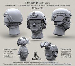 Live Resin 1/35 LRE-35193 Uncovered MICH 2000 Helmet with Helmet Rail System