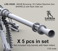 Live Resin 1/35 M2HB Browning .50 Calibre MG Barrels Set with Flash Hider (5pcs)
