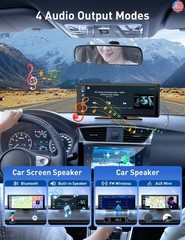 Wireless Apple Carplay Screen for Car, 10.26″ HD Touchscreen Portable Android