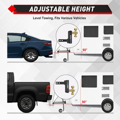 Adjustable Truck Trailer Hitch for 2.5″ Receiver, 6″ Drop/Rise Tow Hitch with Du