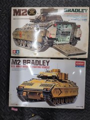 Lot(2) M2 Bradley Tank Kits (Started/Read) Academy Kit 13237 & Tamiya 35132