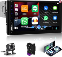 Single Din Car Stereo with Wireless Carplay&Android Auto,7″ 1 Din