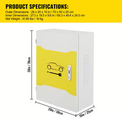 Tesla Charging Station Enclosure, 28 In. X 20 In. X 10 In. Exterior Cable Manage