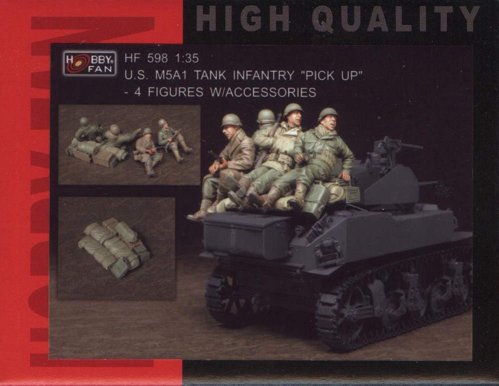 Hobby Fan 1/35 HF-598 WWII US M5A1 Infantry “Pick Up” – 4 Figures w/Accessories