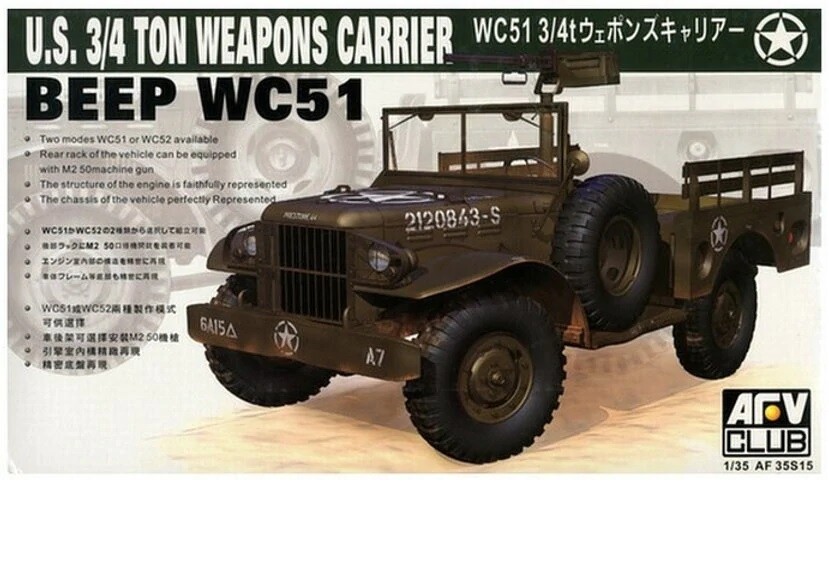 AFV Club 1/35 U.S. 3/4 ton Weapons Carrier WC51 Beep #35s15 📌Listed in USA📌
