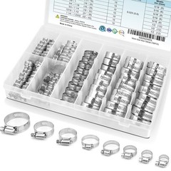 “40PCS Stainless Steel Hose Clamp Assortment 1/4”–1-1/8” Worm Gear Clamps Set”