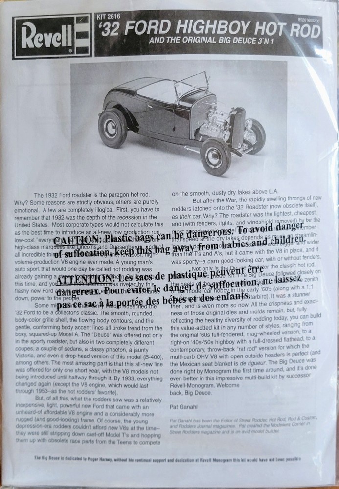 Revell 1/8 big deuce 3in1 Instruction Manual For Kit-2616 New